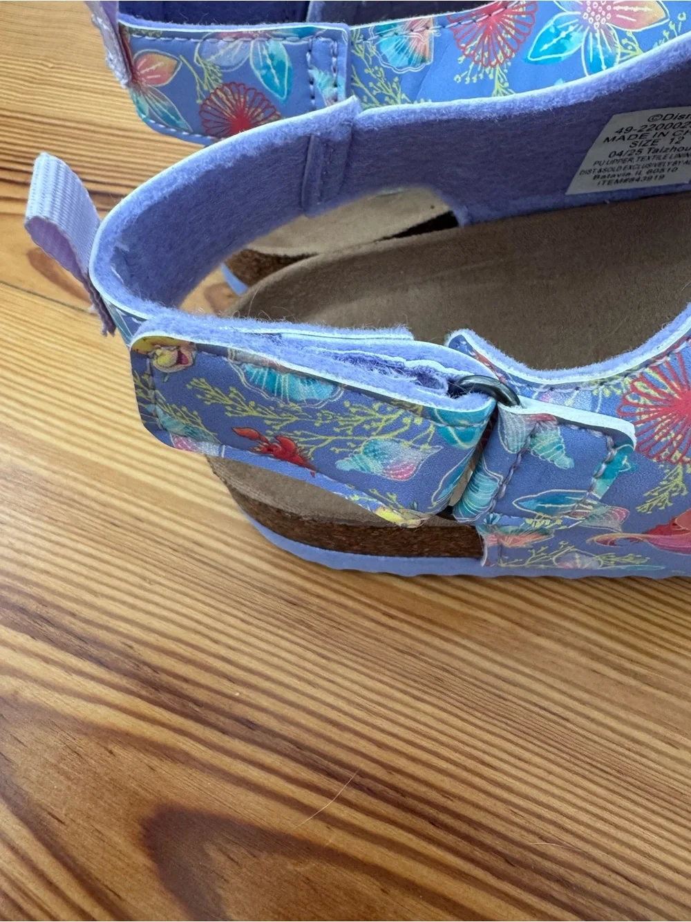 Girls' Blue Ariel Little Mermaid Print Adjustable Sandals size 12 never worn